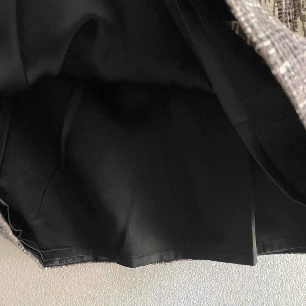 CLUB MONACO tweed mini skirt with black tie sash size 4 like new